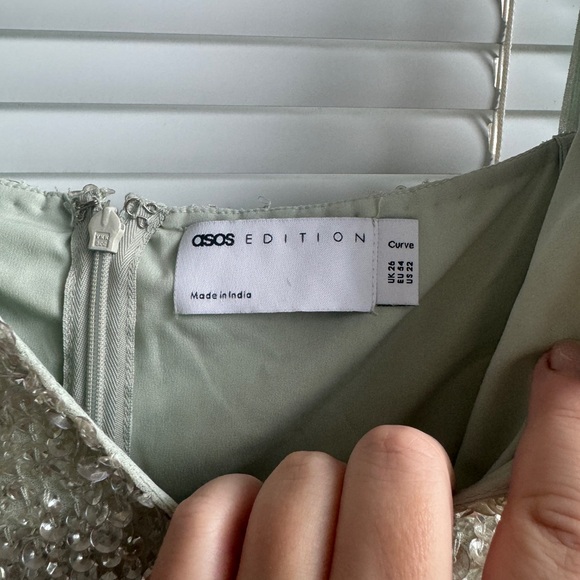 ASOS Curve Green Sage Sequin Dress SZ 22 - Picture 4 of 7